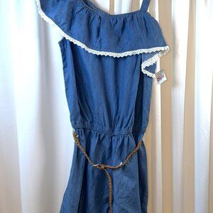 NWT Girls Justice Size 20 Blue Romper w/Lace